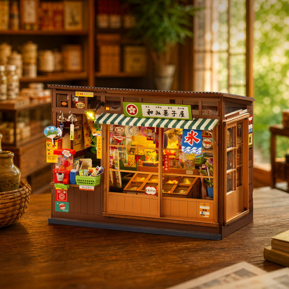 OakridgeStores.com | Robotime - Blossom Book Booth - DIY Miniature Book Nook Kit w/ Warm Lighting - for All Scales Dollhouse Miniature - TGE05 6946785127034