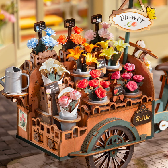 OakridgeStores.com | Robotime - Blossom Cart - 3D Wooden Model Kit - for All Scales Dollhouse Miniature - TGS03 6946785121148