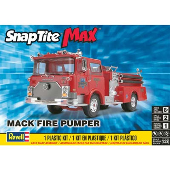 REVELL - 1/32 Mack Fire Pumper Snap Plastic Model Car Kit (1225) 031445012259