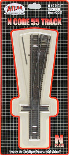 ATLAS - Model Railroad - N Code 55 #5 Right-Hand Turnout - Nickel Silver Train Track (N Scale) (2051) 732573020511