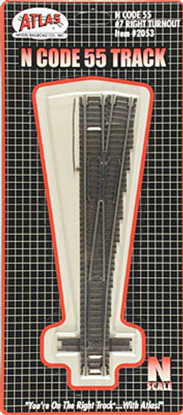 ATLAS - Model Railroad - N Code 55 #7 Right-Hand Turnout - Nickel Silver Train Track (N Scale) (2053) 732573020535