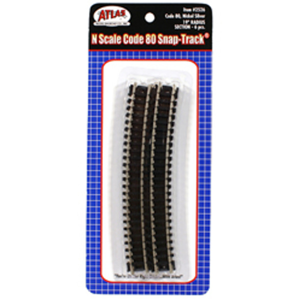 ATLAS - 19" Radius Snap Track (6Pcs) N Scale (2526) 732573025264