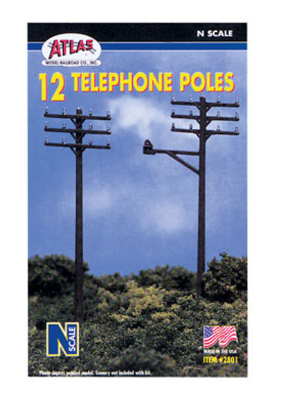 ATLAS - Model Railroad - N Telephone Poles (12) - Train Accessories (N Scale) (2801) 732573028012