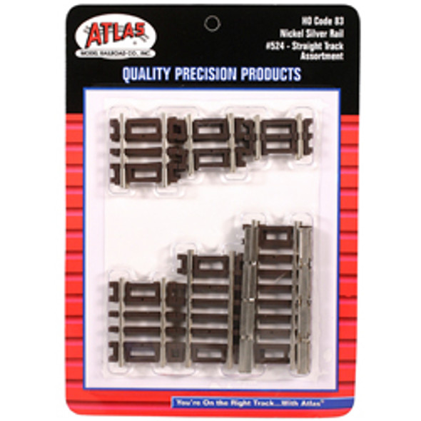 ATLAS - HO Scale Model Railroad Track - Straight Track Asst. (Code 83 - Brown Ties) (524) 732573005242