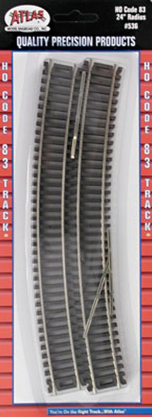 ATLAS - Model Railroad - HO Code 83 24 Radius Curve (6) - Nickel Silver Train Track (HO Scale) (536) 732573005365