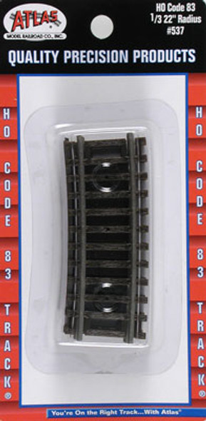 ATLAS - Model Railroad - HO Code 83 22 Radius 1/3 Curve (4) - Nickel Silver Train Track (HO Scale) (537) 732573005372