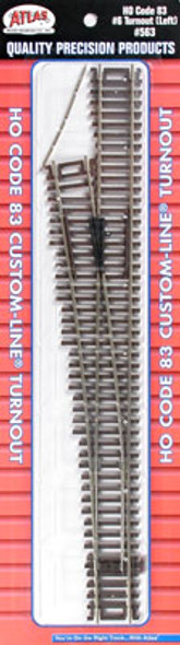 ATLAS - Model Railroad - HO Code 83 #6 Custom Left-Hand Turnout - Nickel Silver Train Track (HO Scale) (563) 732573005631