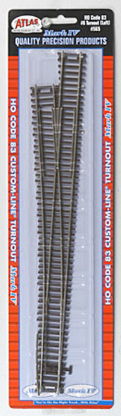 ATLAS - Model Railroad - HO Code 83 #8 Custom Left-Hand Turnout - Nickel Silver Train Track (HO Scale) (565) 732573005655