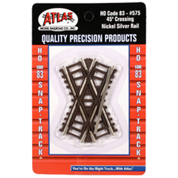 ATLAS - HO Scale Model Railroad Track - 45 Degree Crossing (575) (Code 83 - Brown Ties) 732573005754