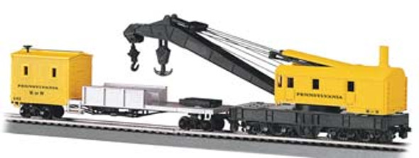 BACHMANN - HO 250-Ton Steam Crane with Boom Tender PRR - Freight Car Rolling Stock (HO Scale) (16114) 022899161143