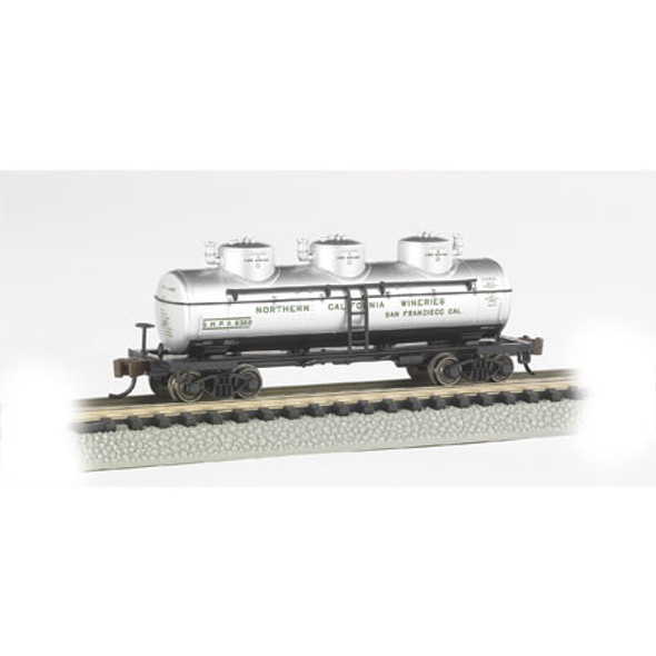 BACHMANN - N 3-Dome Tank Northern California Wineries - Freight Car Rolling Stock (N Scale) (17153) 022899171531