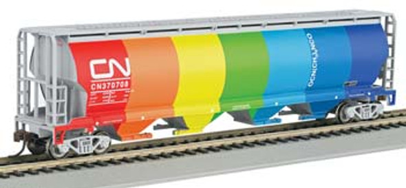 BACHMANN - N 4-Bay Cylindrical Hopper CN/Demonstrator - Freight Car Rolling Stock (N Scale) (19151) 022899191515