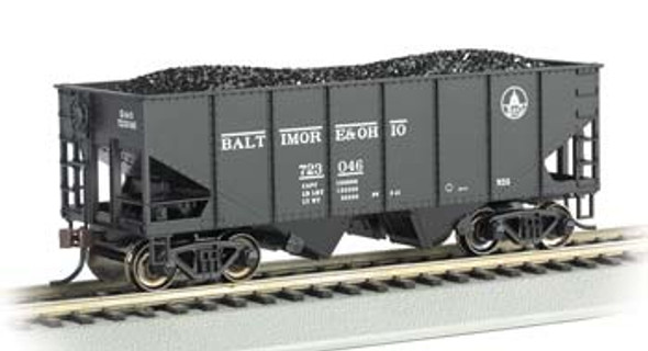BACHMANN - HO Scale 55-Ton 2-Bay Hopper with Coal Load B and O 723046 Train Car (19509) 022899195094