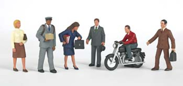 BACHMANN - HO City People with Motorcycle (7) - Train Figures (HO Scale) (33101) 022899331010