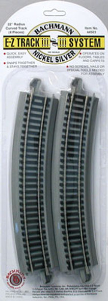 BACHMANN - 22"Radius Curved(4 Pack) NICKEL-SILVER HO Scale Track (44503) 022899445038
