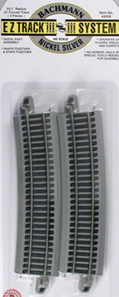 BACHMANN - 33 1-4"12 Degree Curved (4 Pack) NICKEL-SILVER HO Scale Track (44509) 022899445090