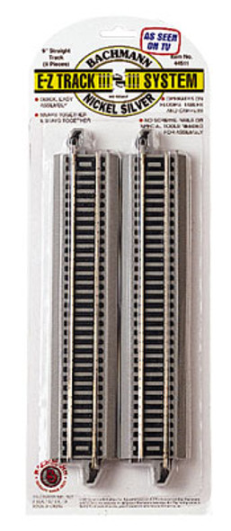 BACHMANN - 9" Straight Track (4 Pack) NICKEL-SILVER HO Scale Track (44511) 022899445113