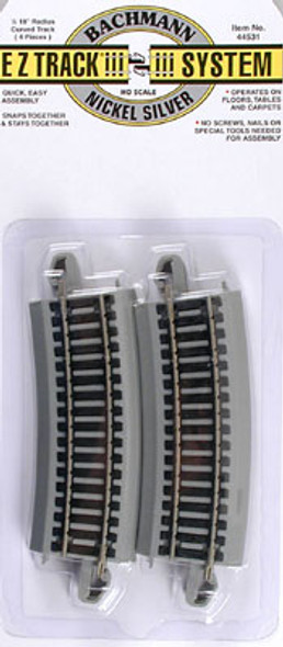 BACHMANN - 1-2 18" Curved (4 Pack) NICKEL-SILVER HO Scale Track (44531) 022899445311