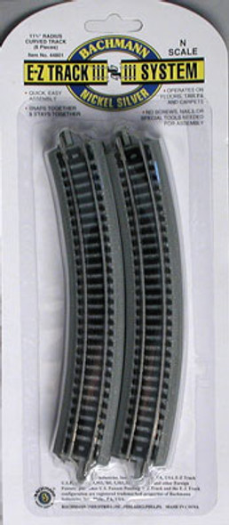 BACHMANN - N Scale Nickel Silver Easy Track:11 1-4" Radius Curved (44801) 022899448015