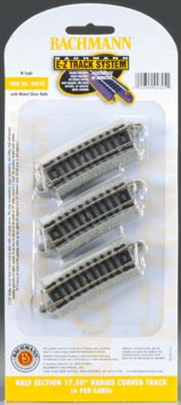 BACHMANN - N NS EZ Half-Section 17.5 Radius Curve (6) - Nickel Silver Train Track (N Scale) (44825) 022899448251