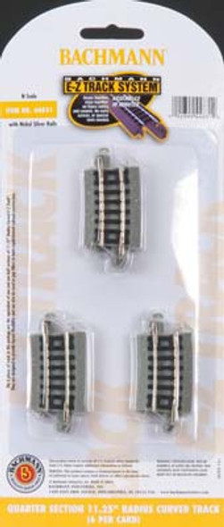 BACHMANN - N NS EZ 11.25 Radius 1/4 Curve (6) - Nickel Silver Train Track (N Scale) (44831) 022899448312