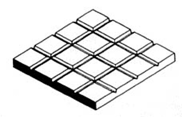 EVERGREEN - Plastic Styrene 3D Patterned Sheet Stock - Sidewalk 3/16" x 3/16" squares (4515) 787026045153