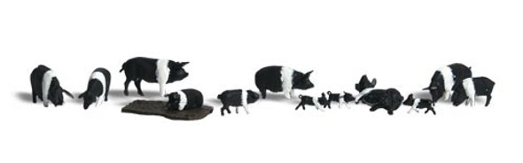WOODLAND SCENICS - Hampshire Pigs (HO Scale) (A1864) 724771018643