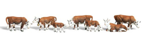 WOODLAND SCENICS - Hereford Cows N Scale Figures (A2144) 724771021445