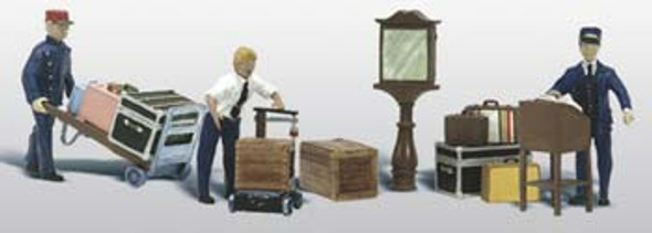 WOODLAND SCENICS - O Scale Depot Workers and Accessories Miniature Figures Set (A2757) 724771027577