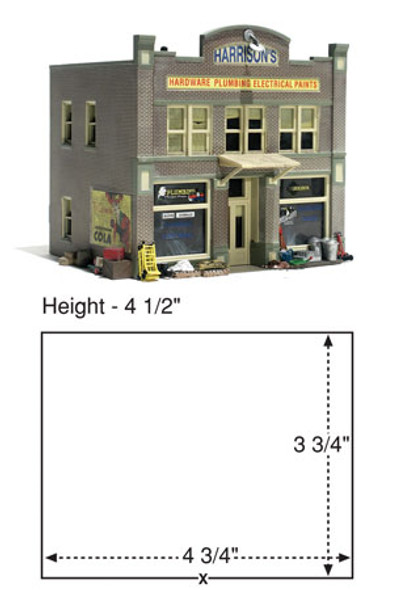 WOODLAND SCENICS - HO Scale Built Up Harrisons Hardware Assembled Plastic Model Building (BR5022) 724771050223