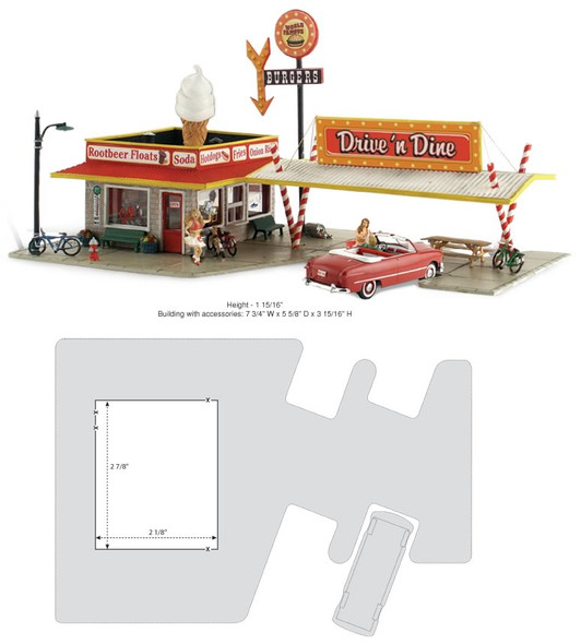 WOODLAND SCENICS - HO Scale Built Up Drive n' Dine Assembled Plastic Model Building (BR5029) 724771050292