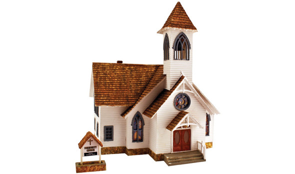 WOODLAND SCENICS - HO Scale Community Church Build-Up Plastic Model Building Structure (BR5041) 724771050414