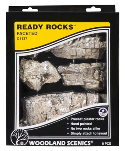 WOODLAND SCENICS - Ready Rocks 8 Hand Painted Plaster Faceted Rocks (C1137) 724771011378