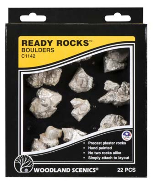 WOODLAND SCENICS - Ready Rocks 22 Hand Painted Plaster Boulder Rocks (C1142) 724771011422
