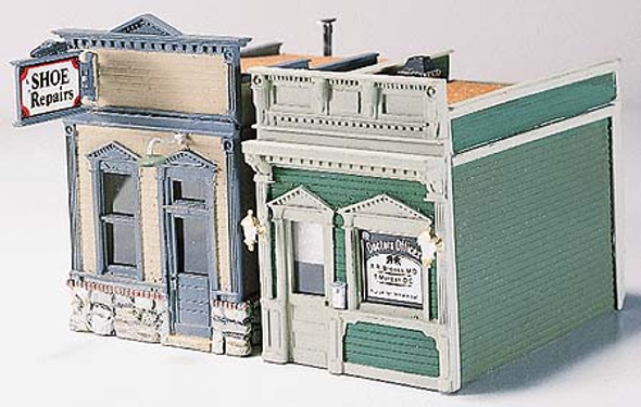 WOODLAND SCENICS - HO Scale Doctor's Office & Shoe Repair Model Building Kit (D224) 724771002246