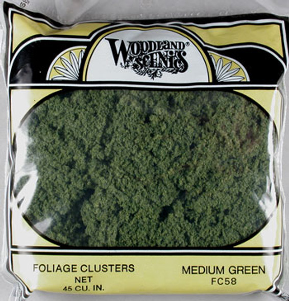 WOODLAND SCENICS - Foliage Cluster Bag Medium Green/45 cu. in. - Train Set Scenery (All Scales) (FC58) 724771000587