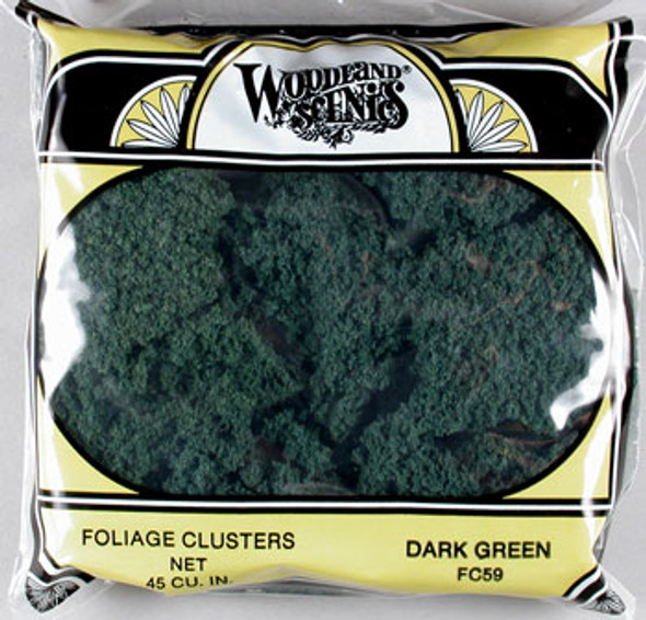 WOODLAND SCENICS - Foliage Cluster Bag Dark Green/45 cu. in. - Train Set Scenery (All Scales) (FC59) 724771000594