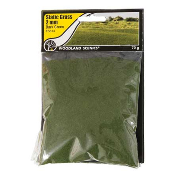 WOODLAND SCENICS - Static Grass Dark Green 2mm - (FS613) 724771006138