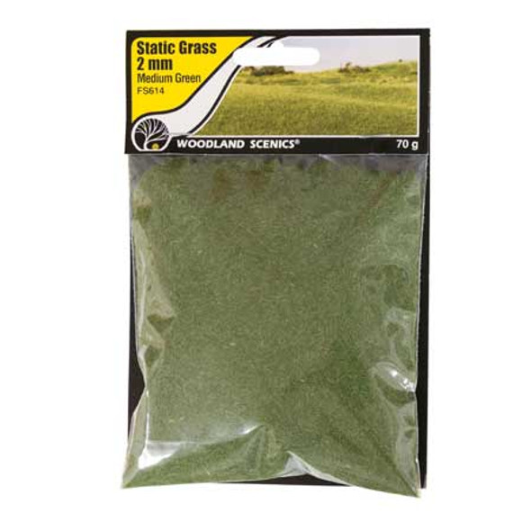 WOODLAND SCENICS - Static Grass Medium Green 2mm - (FS614) 724771006145