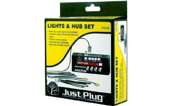WOODLAND SCENICS - JP5700 Just Plug Lights & Hub Set Electric Dimmer Control, w/Warm White Lights 724771057000
