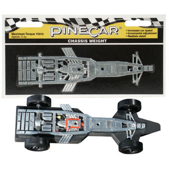 PINECAR - Maximum Torque Chassis Weight' for Pinecar / Pinewood Derby Cars (P3912) 724771039129