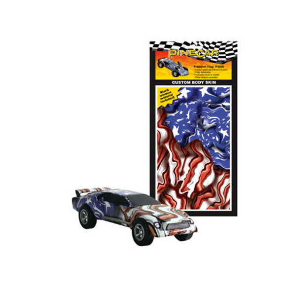 PINECAR - Freedom Flag Custom Body Skin' for Pinecar / Pinewood Derby Cars (P3980) 724771039808