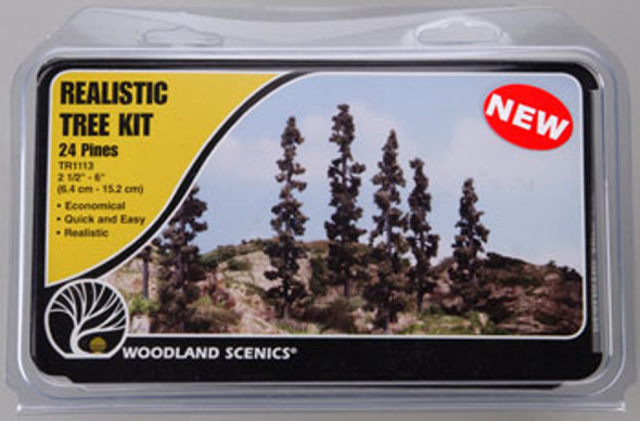 WOODLAND SCENICS - Conifer Tree Kit 2-1/4-4 (24) - Train Set Scenery (All Scales) (TR1113) 724771011132