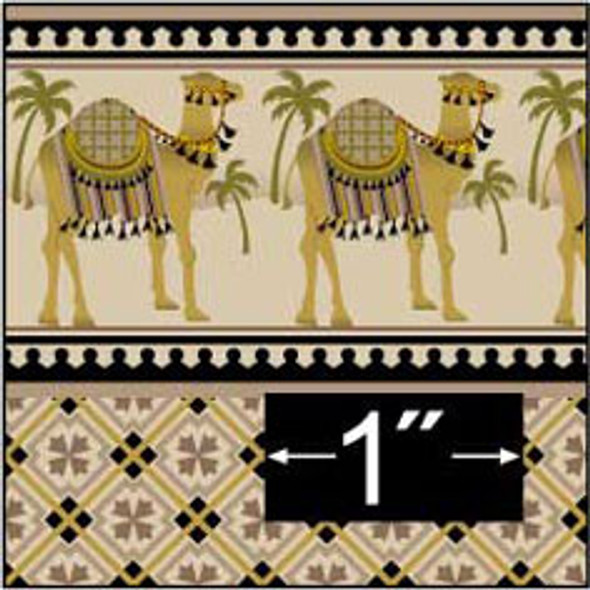 BRODNAX PRINTS - 1 Inch Scale Dollhouse Miniature - Wallpaper: Camel Caravan - PACK OF 3 SHEETS (BP1AN103)