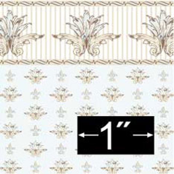 BRODNAX PRINTS - 1 Inch Scale Dollhouse Miniature - Wallpaper: Duchess Blue - PACK OF 3 SHEETS (BP1ED109B)