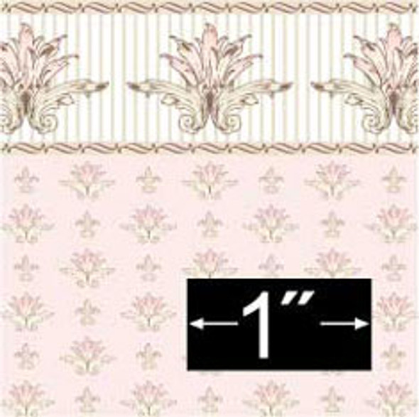 BRODNAX PRINTS - 1 Inch Scale Dollhouse Miniature - Wallpaper: Duchess Pink - PACK OF 3 SHEETS (BP1ED109P)