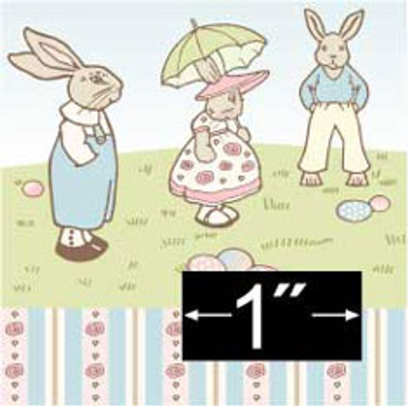 BRODNAX PRINTS - 1 Inch Scale Dollhouse Miniature - Wallpaper: Bunny Parade - PACK OF 3 SHEETS (BP1ED112)