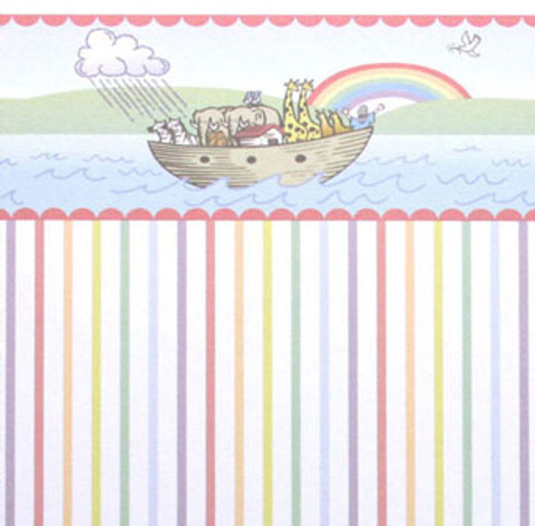BRODNAX PRINTS - 1 Inch Scale Dollhouse Miniature - Wallpaper: Noahs Ark - PACK OF 3 SHEETS (BP1ED113)