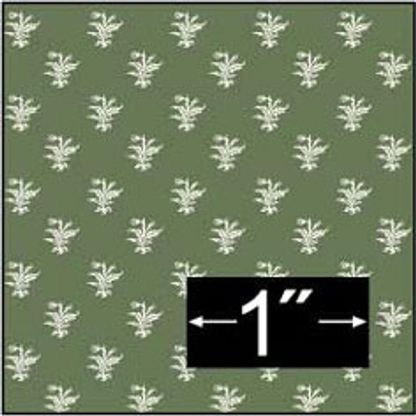 BRODNAX PRINTS - 1 Inch Scale Dollhouse Miniature - Wallpaper: Thistle Green - PACK OF 3 SHEETS (BP1FR107)