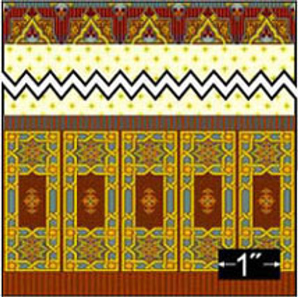 BRODNAX PRINTS - 1 Inch Scale Dollhouse Miniature - Wallpaper: Tripartite - PACK OF 3 SHEETS (BP1VT308)